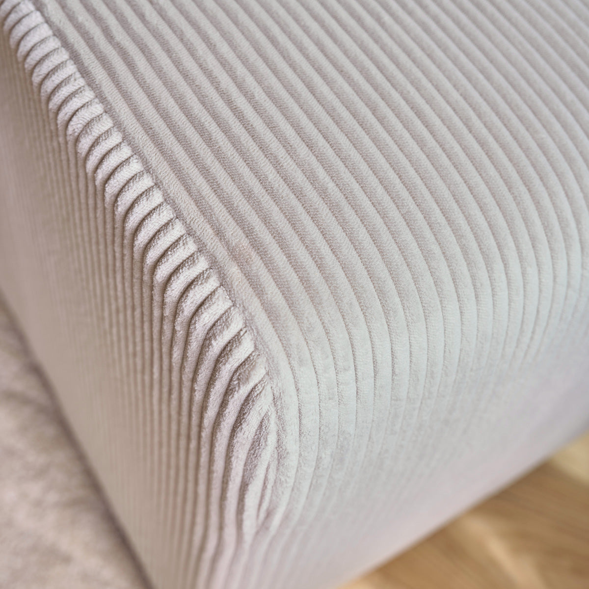 ALPHONSE - Canapé droit 3 places en velours côtelé écru