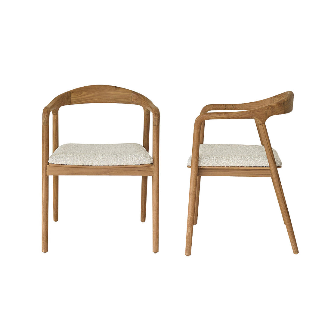 AMBRE - Lot de 2 chaises en teck massif assise bouclette