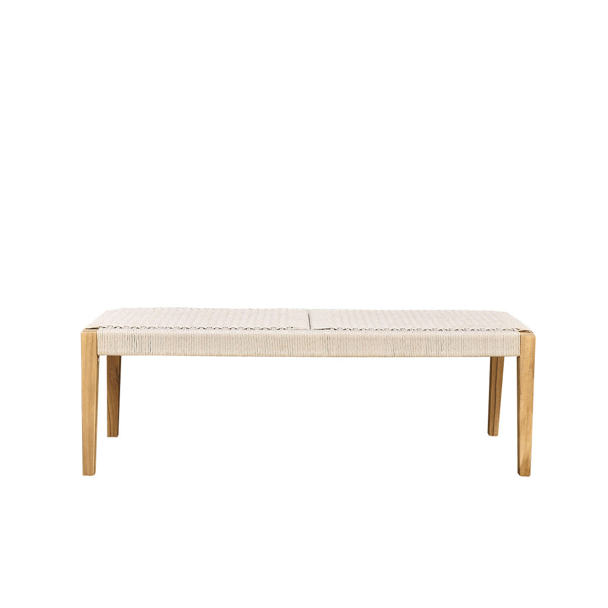 LIVIE - Banc de jardin en teck massif et cordage beige