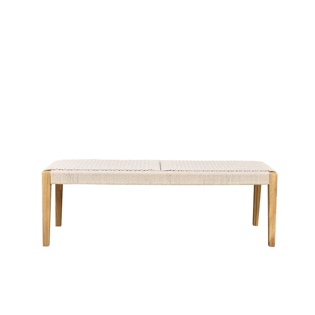 LIVIE - Banc de jardin en teck massif et cordage beige