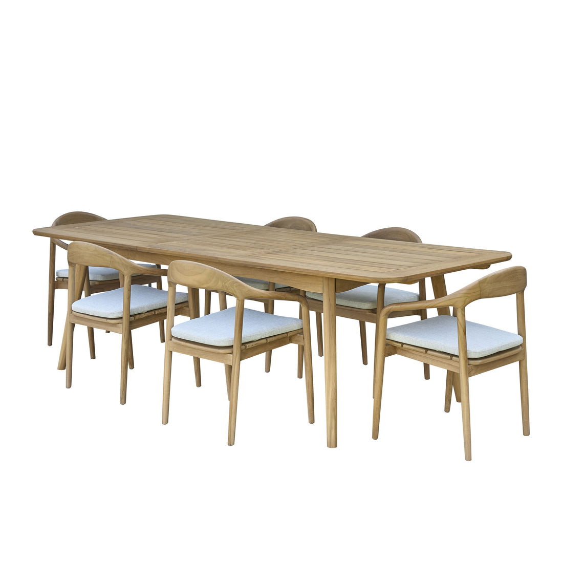 AMBRE - Salon de jardin en teck massif extensible 6/8 pers.