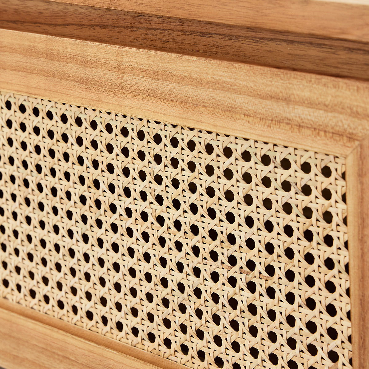 ISÉE - Table basse en mindi massif et cannage 110 cm