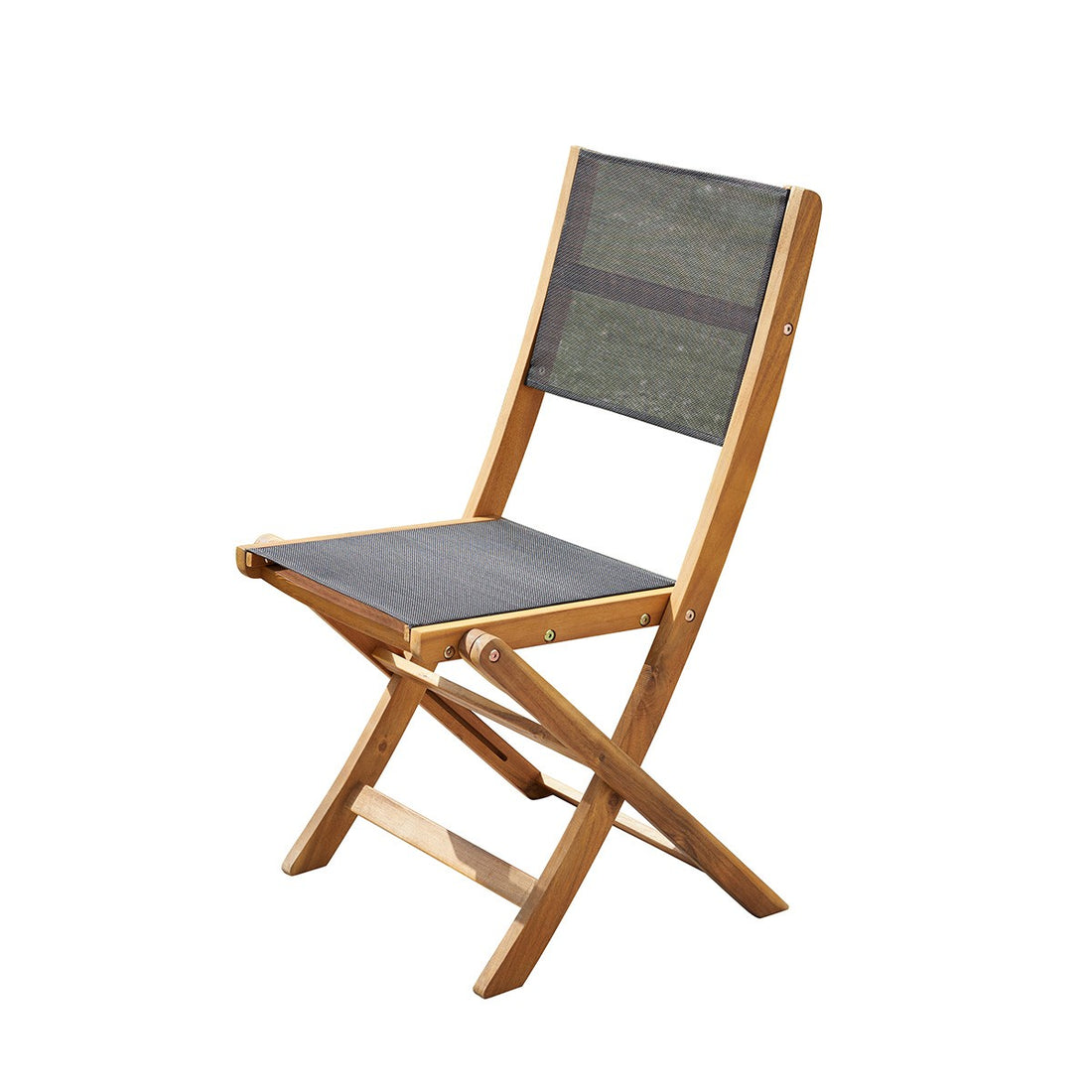 HANOÏ - Chaise de jardin en acacia massif et textilène noir