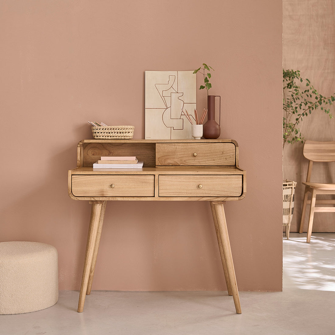 FIFTIES - Bureau en mindi massif 90 cm