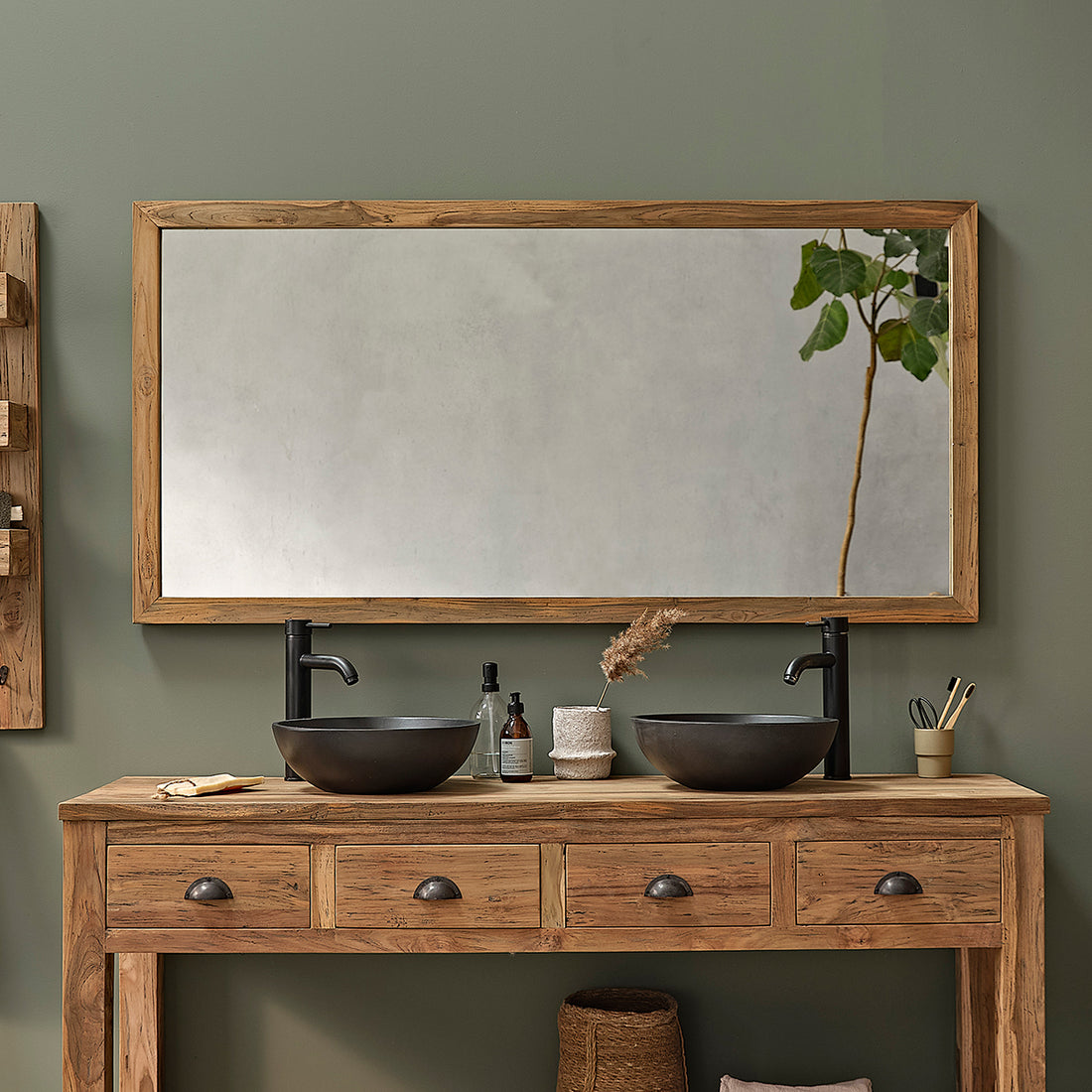 AUSTIN - Miroir en teck massif recyclé rectangulaire 160x80 cm