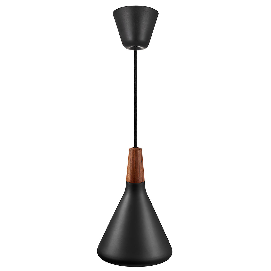 Suspension métal et bois Ø 18 cm noir