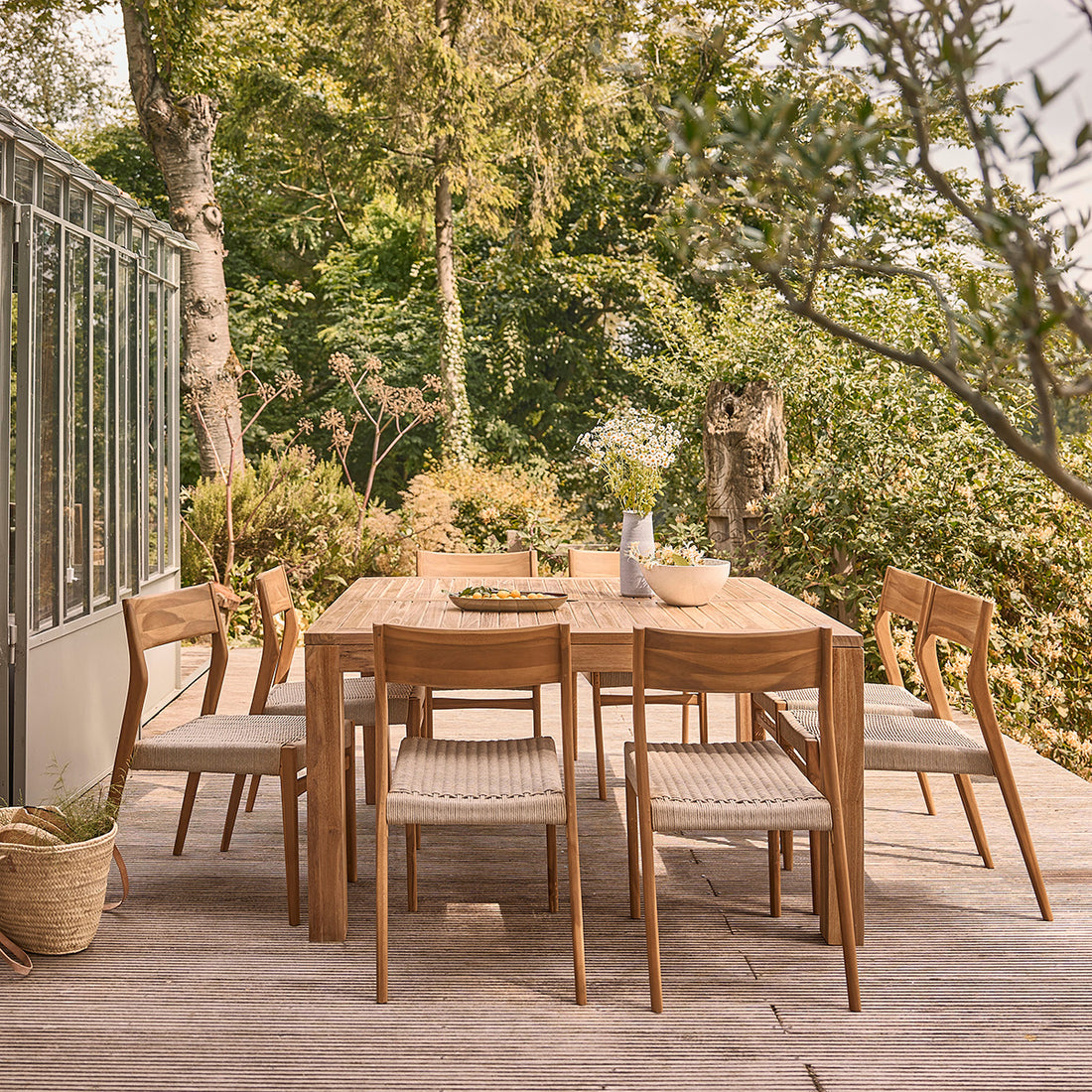 LIVIE - Salon de jardin en teck massif 8 pers.