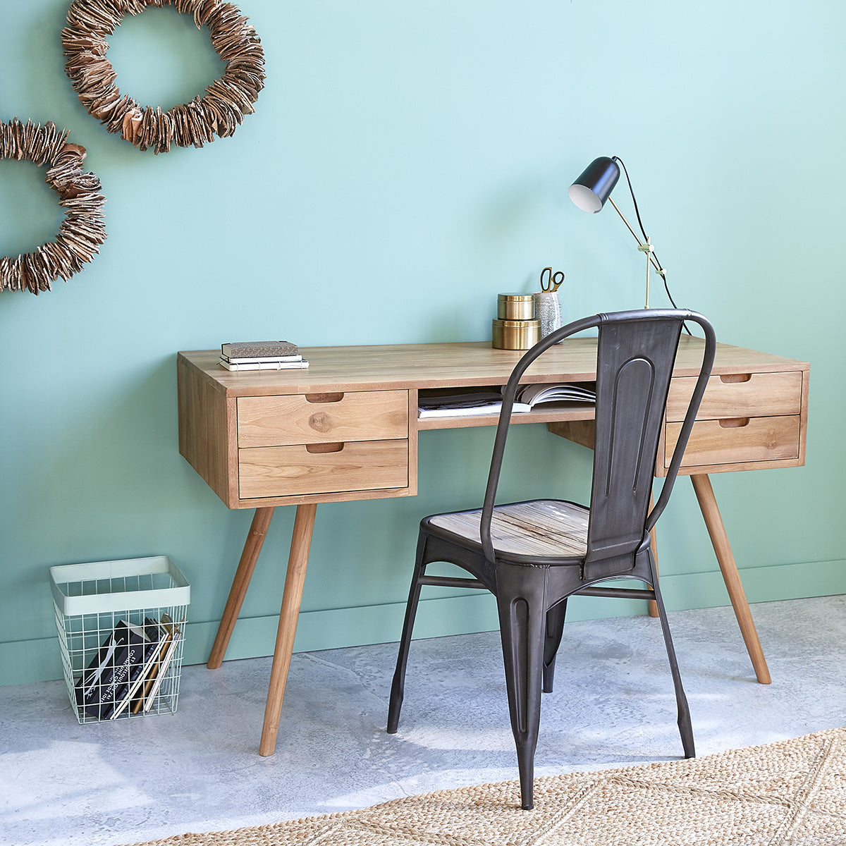 INDUS - Chaise en bois recyclé massif et métal