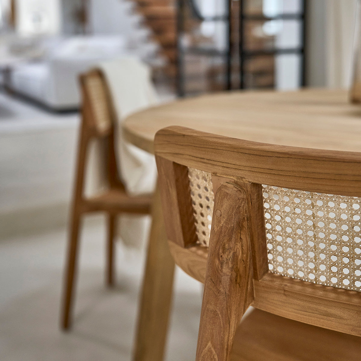SIXTINE - Chaise en teck massif et cannage
