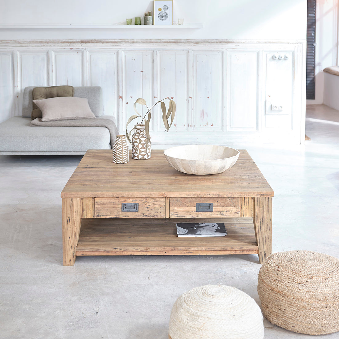 CARGO - Table basse en teck massif recyclé 120 cm